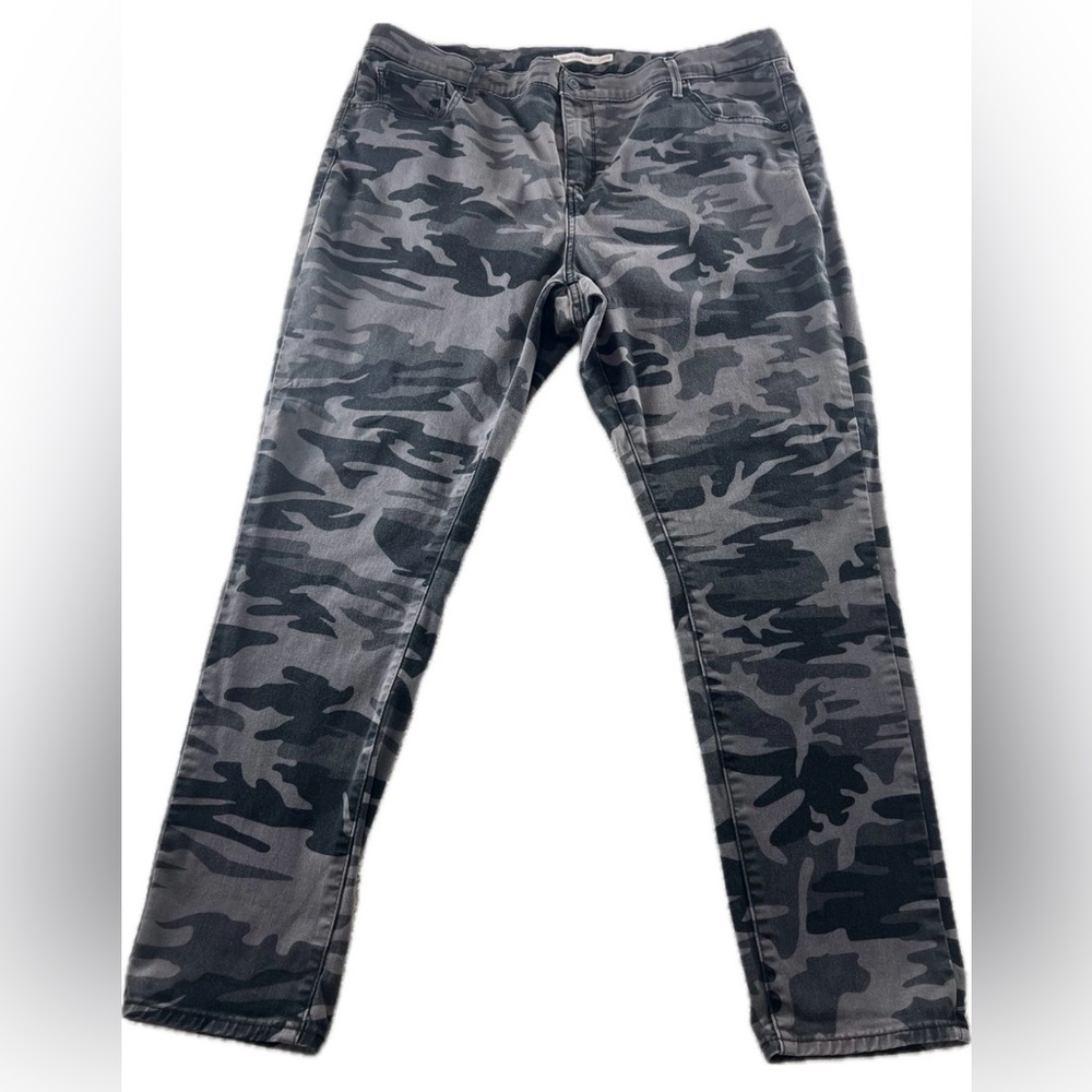 Womens Levi 721 HIGH RISE SKINNY Grey Camouflage Print Pant Plus Size 20 Stretch
